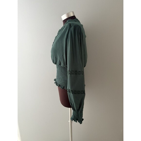 Scarlet Darkness Top Size Large Green Peasant Dark Romance Renaissance Goth - Picture 3 of 15